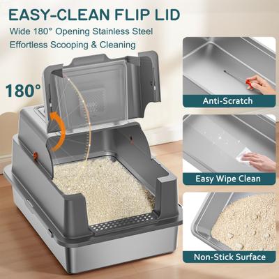 Show full view: YIZFERN XXX-Large Covered Cat Litter Box, Dark Gray, 28-in slide 6 of 10