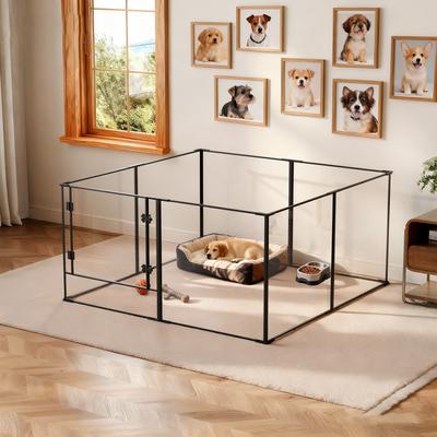 Show full view: BingoPaw 8 Panels Indoor Acrylic Transparent Whelping Exercise Fence Dog Playpen, Black, Large slide 8 of 10