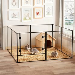 BingoPaw 8 Panels Indoor Acrylic Transparent Whelping Exercise Fence Dog Playpen, Black, X-Large slide 2 of 9