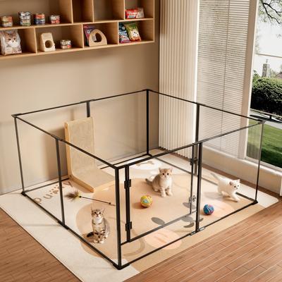 Show full view: BingoPaw 8 Panels Indoor Acrylic Transparent Whelping Exercise Fence Dog Playpen, Black, X-Large slide 9 of 10