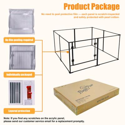 Show full view: BingoPaw 8 Panels Indoor Acrylic Transparent Whelping Exercise Fence Dog Playpen, Black, X-Large slide 3 of 10