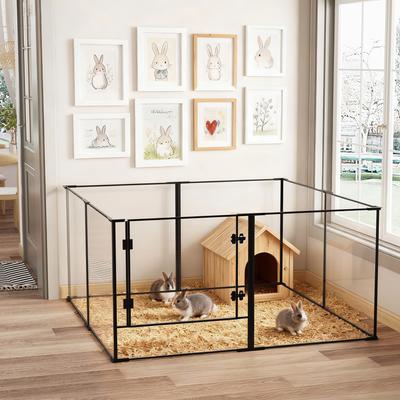 Show full view: BingoPaw 8 Panels Indoor Acrylic Transparent Whelping Exercise Fence Dog Playpen, Black, Large slide 5 of 10