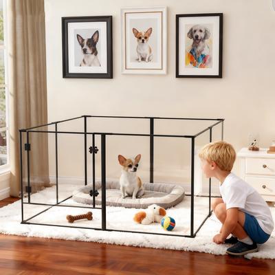 Show full view: BingoPaw 8 Panels Indoor Acrylic Transparent Whelping Exercise Fence Dog Playpen, Black, X-Large slide 8 of 10