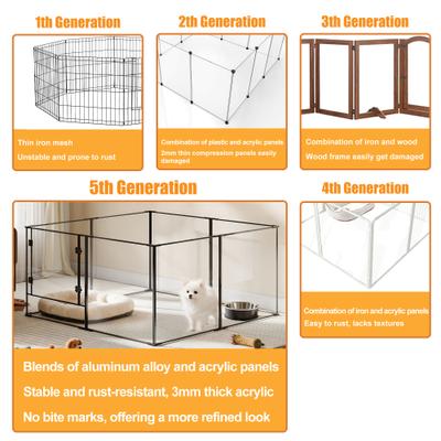 Show full view: BingoPaw 8 Panels Indoor Acrylic Transparent Whelping Exercise Fence Dog Playpen, Black, X-Large slide 5 of 10