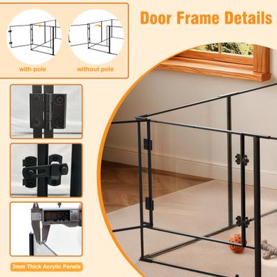 Show full view: BingoPaw 8 Panels Indoor Acrylic Transparent Whelping Exercise Fence Dog Playpen, Black, X-Large slide 4 of 10