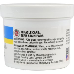 Miracle Care Tear Stain Pads Eye Care for Dogs & Cats, 90 Count