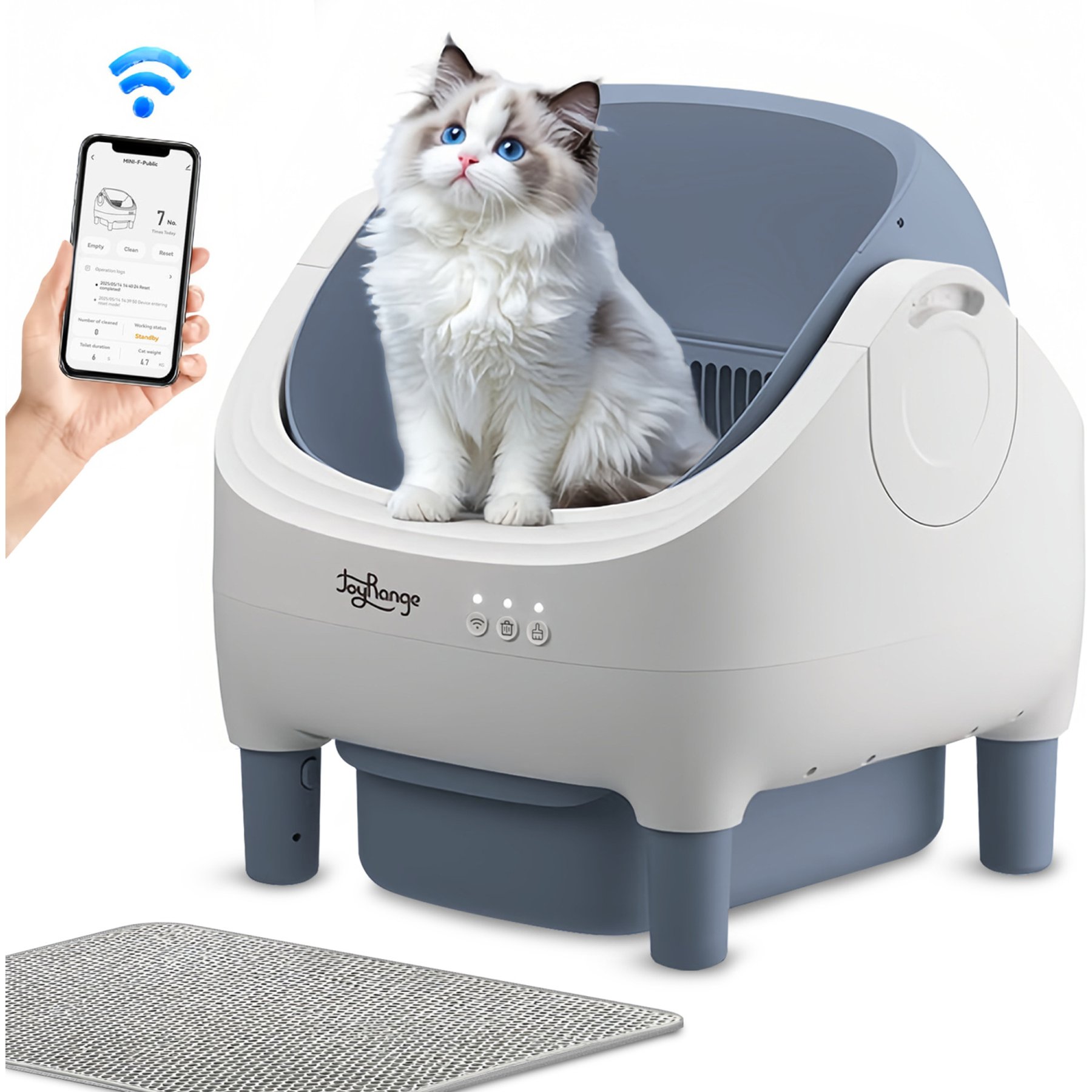 JOYRANGE Open Top Smart Self Cleaning Cat Litter Box, 21.6 x 20 x 21-in