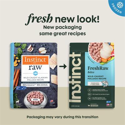 Show full view: Instinct Frozen Raw Bites Grain-Free Wild-Caught Alaskan Pollock Recipe Fresh Dog Food, 5.4-lb bag slide 3 of 10