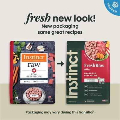 Show full view: Instinct Raw Frozen Adult Bites Grain-Free Real Beef Recipe Dog Food, 6-lb bag slide 3 of 11