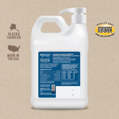 Show full view: Grizzly Pollock Oil Dog Food Supplement, 64-fl oz bottle slide 3 of 12