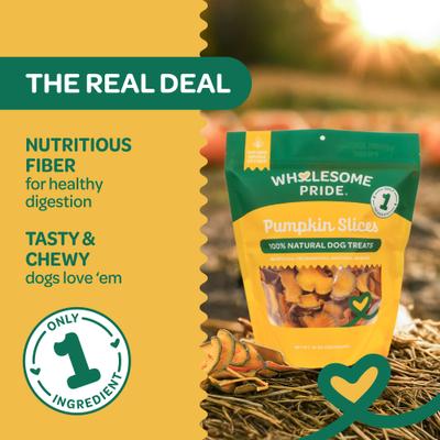 Show full view: Wholesome Pride Pet Treats Pumpkin Slices Dehydrated Dog Treats, 10-oz bag slide 3 of 9
