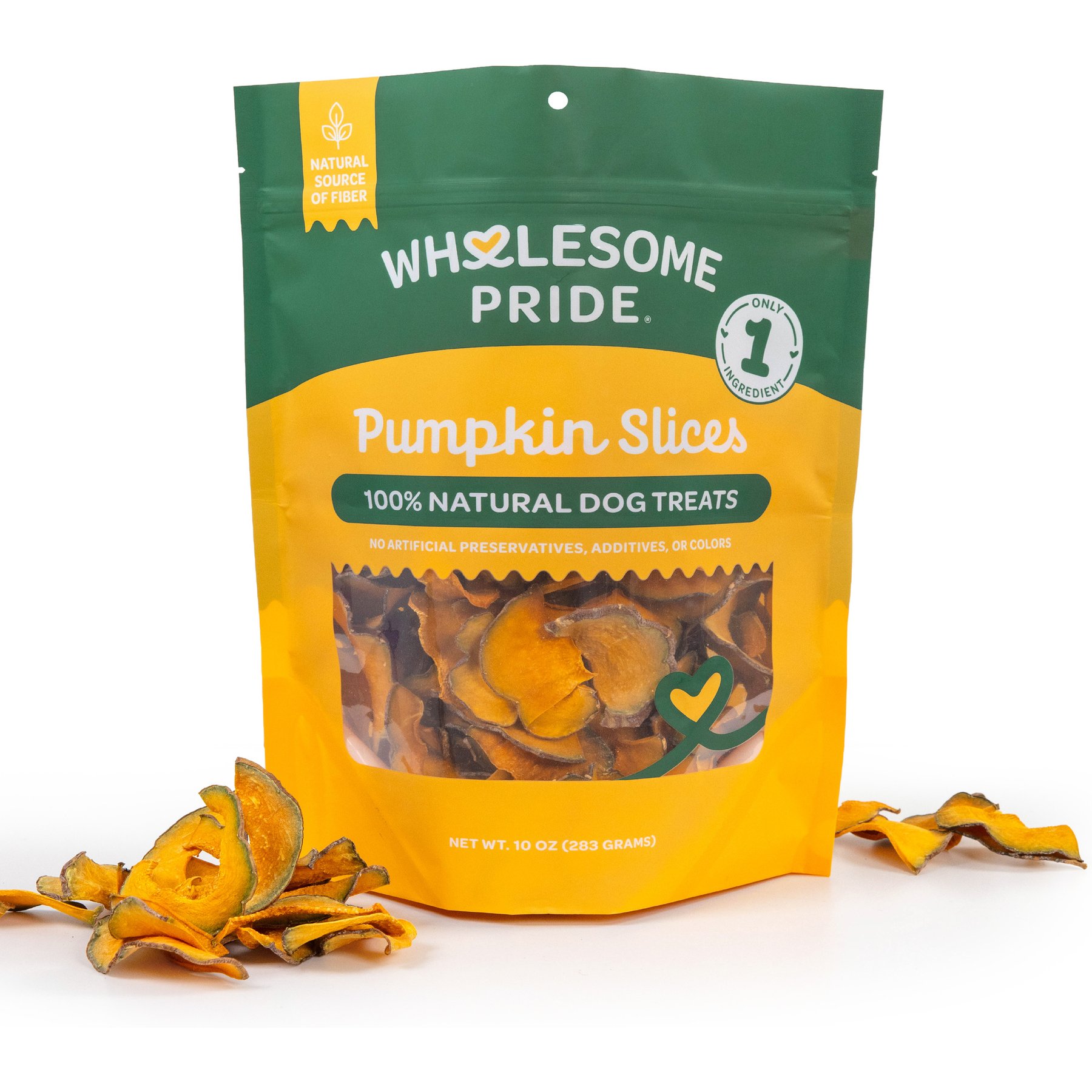 Wholesome Pride Pet Treats Pumpkin Slices Dehydrated Dog Treats, 10-oz bag