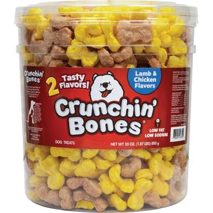 PupCorn Crunchin Bones Lamb & Chicken Flavor Crunchy Dog Treats, 30-oz tub