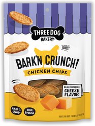 Three Dog Bakery Bark'N Crunch! Chicken Chips Cheese Flavor Dehydrated Dog Treats, 3.8-oz bag