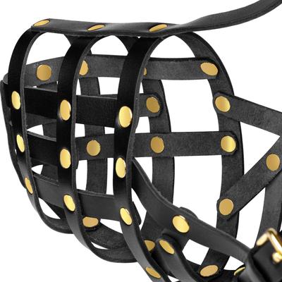 Show full view: OOPSDOGGY Breathable Secure Basket Leather German Shepherd Dog Muzzle, Black, Medium slide 6 of 7