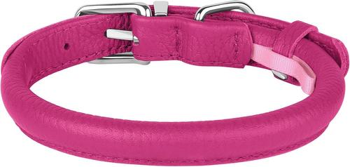 Show full view: OOPSDOGGY Soft Rolled Leather Dog Collar, Pink, Large: 14 to 18-in neck, 9/16-in wide slide 6 of 7