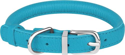 Show full view: OOPSDOGGY Soft Rolled Leather Dog Collar, Blue, Large: 14 to 18-in neck, 9/16-in wide slide 7 of 8