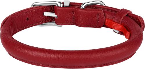 Show full view: OOPSDOGGY Soft Rolled Leather Dog Collar, Red, X-Small: 8 to 11-in neck, 3/8-in wide slide 6 of 7