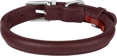 Show full view: OOPSDOGGY Soft Rolled Leather Dog Collar, Burgundy, Medium: 12 to 15-in neck, 9/16-in wide slide 6 of 7