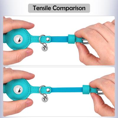 Show full view: OOPSDOGGY Indoor & Outdoor Non Breakaway AirTag Holder Cat Collar with Bell, Light Blue, 8 to 11-in neck, 1/2-in wide slide 7 of 10