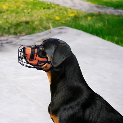 Show full view: OOPSDOGGY Adjustable Breathable Wire Basket Metal Rottweiler Dog Muzzle, Orange slide 6 of 9