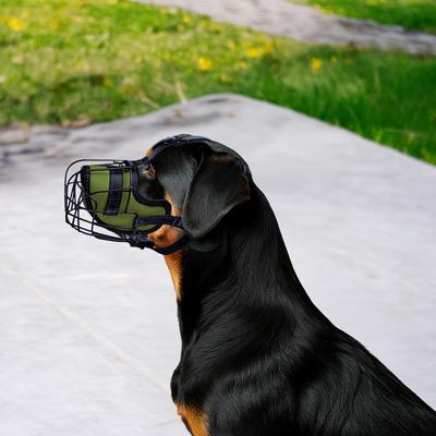 Show full view: OOPSDOGGY Adjustable Breathable Wire Basket Metal Rottweiler Dog Muzzle, Green slide 6 of 9