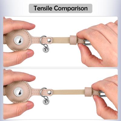 Show full view: OOPSDOGGY Indoor & Outdoor Non Breakaway AirTag Holder Cat Collar with Bell, Beige, 8 to 11-in neck, 1/2-in wide slide 6 of 9