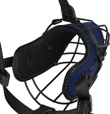 Show full view: OOPSDOGGY Adjustable Nylon Metal Reflective Mask Secure Wire Basket Pitbull Dog Amstaff Soft Cage Muzzle, Blue slide 7 of 8
