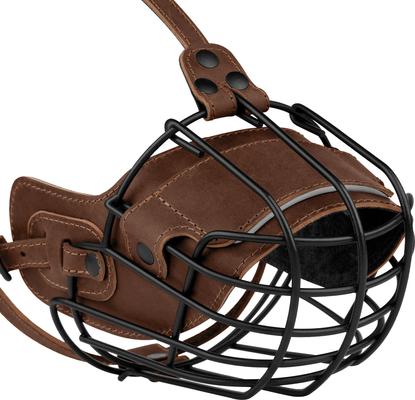 Show full view: OOPSDOGGY Breathable Secure Basket Leather Metal Reflective Pitbull Dog Muzzle, Brown slide 6 of 6