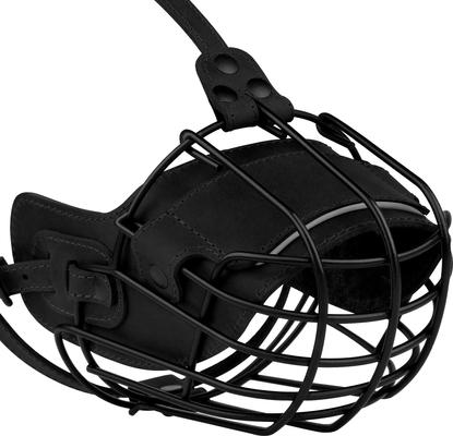 Show full view: OOPSDOGGY Breathable Secure Basket Leather Metal Reflective Pitbull Dog Muzzle, Black slide 7 of 8