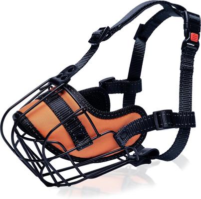 Show full view: OOPSDOGGY Adjustable Breathable Wire Basket Metal Rottweiler Dog Muzzle, Orange slide 7 of 9
