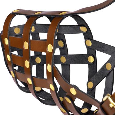 Show full view: OOPSDOGGY Breathable Secure Basket Leather German Shepherd Dog Muzzle, Brown, Medium slide 7 of 7