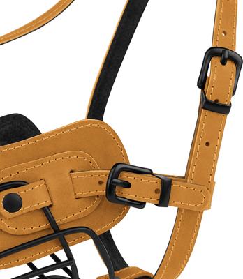 Show full view: OOPSDOGGY Breathable Secure Basket Leather Metal Reflective Pitbull Dog Muzzle, Camel slide 7 of 8