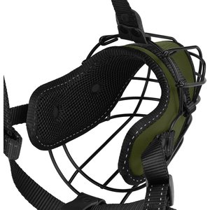 OOPSDOGGY Adjustable Nylon Metal Reflective Mask Secure Wire Basket Pitbull Dog Amstaff Soft Cage Muzzle, Green