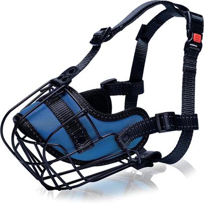 Show full view: OOPSDOGGY Adjustable Breathable Wire Basket Metal Rottweiler Dog Muzzle, Blue slide 7 of 9