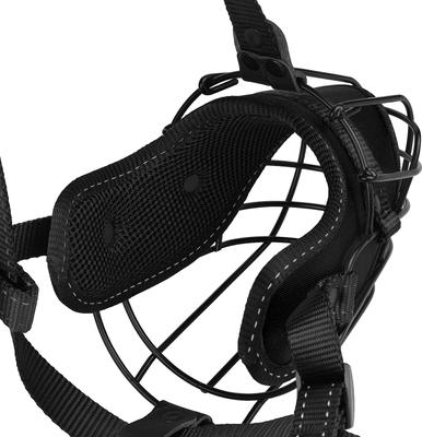 Show full view: OOPSDOGGY Adjustable Nylon Metal Reflective Mask Secure Wire Basket Pitbull Dog Amstaff Soft Cage Muzzle, Black slide 7 of 8