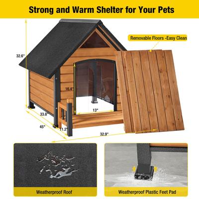 Show full view: Aivituvin Strong Iron Frame Outdoor Dog House with Porch, Small, Brown slide 6 of 11