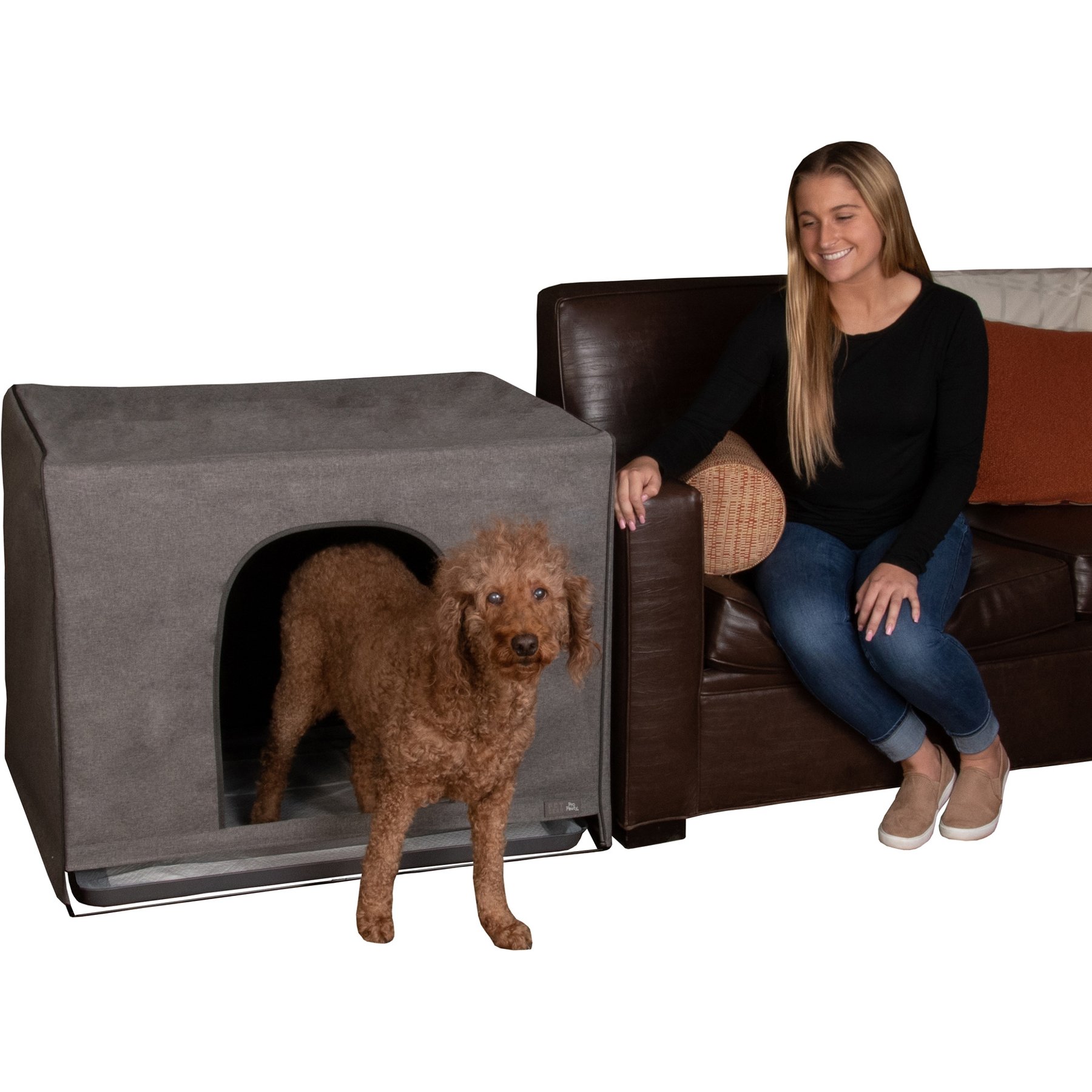Pet Gear Pro Pawty FreeStanding Cat Litter Box Enclosure, Soft Charcoal, Large