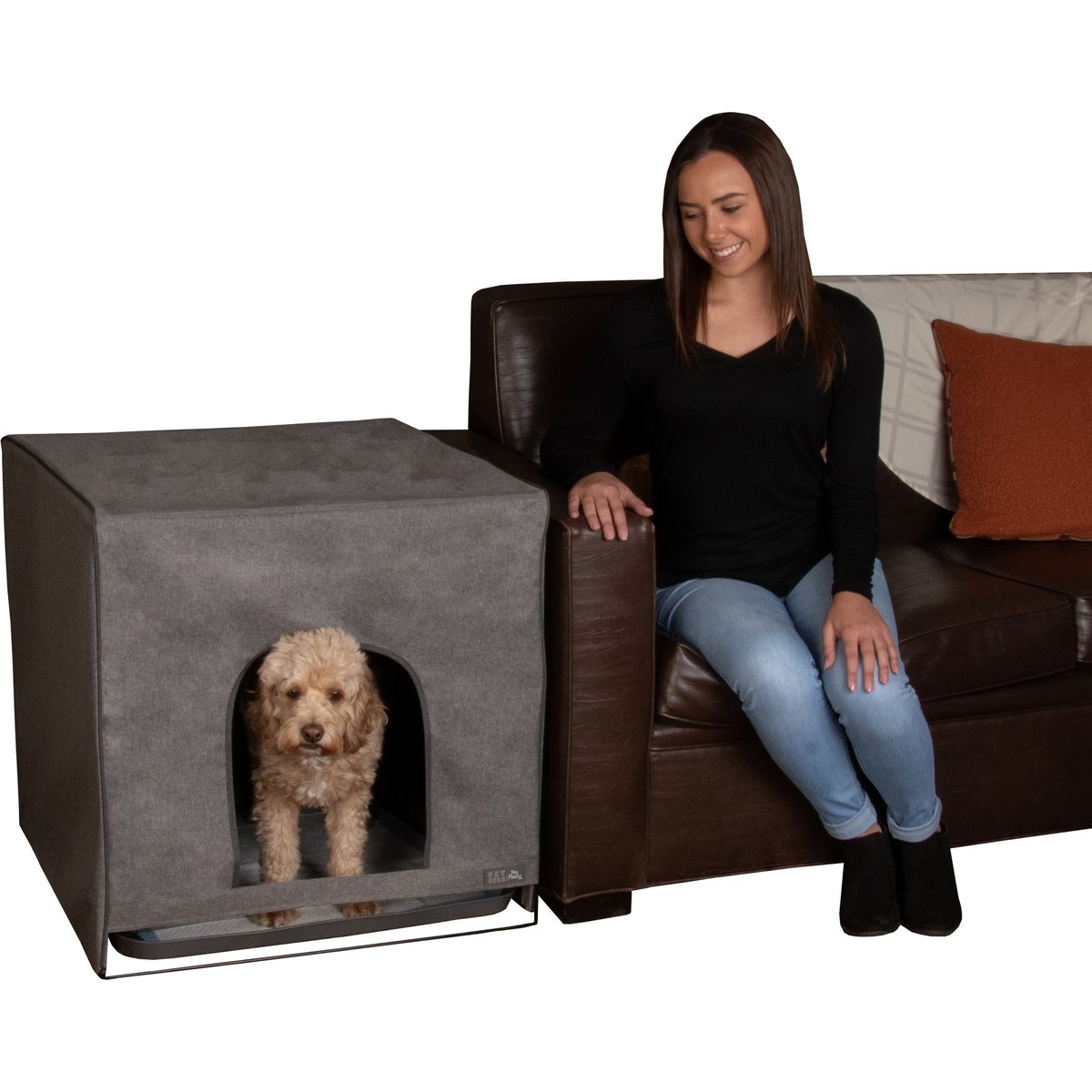 Pet Gear Pro Pawty FreeStanding Cat Litter Box Enclosure, Soft Charcoal, Medium