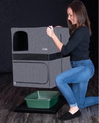 Pet Gear Pro Pawty Space-Saver Cat Litter Box Enclosure, Soft Charcoal slide 2 of 6