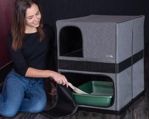 Show full view: Pet Gear Pro Pawty Space-Saver Cat Litter Box Enclosure, Soft Charcoal slide 3 of 6