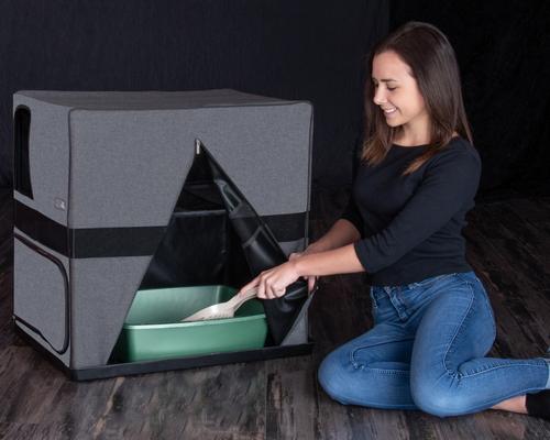 Show full view: Pet Gear Pro Pawty Space-Saver Cat Litter Box Enclosure, Soft Charcoal slide 4 of 6