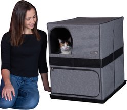 Pet Gear Pro Pawty Space-Saver Cat Litter Box Enclosure, Soft Charcoal