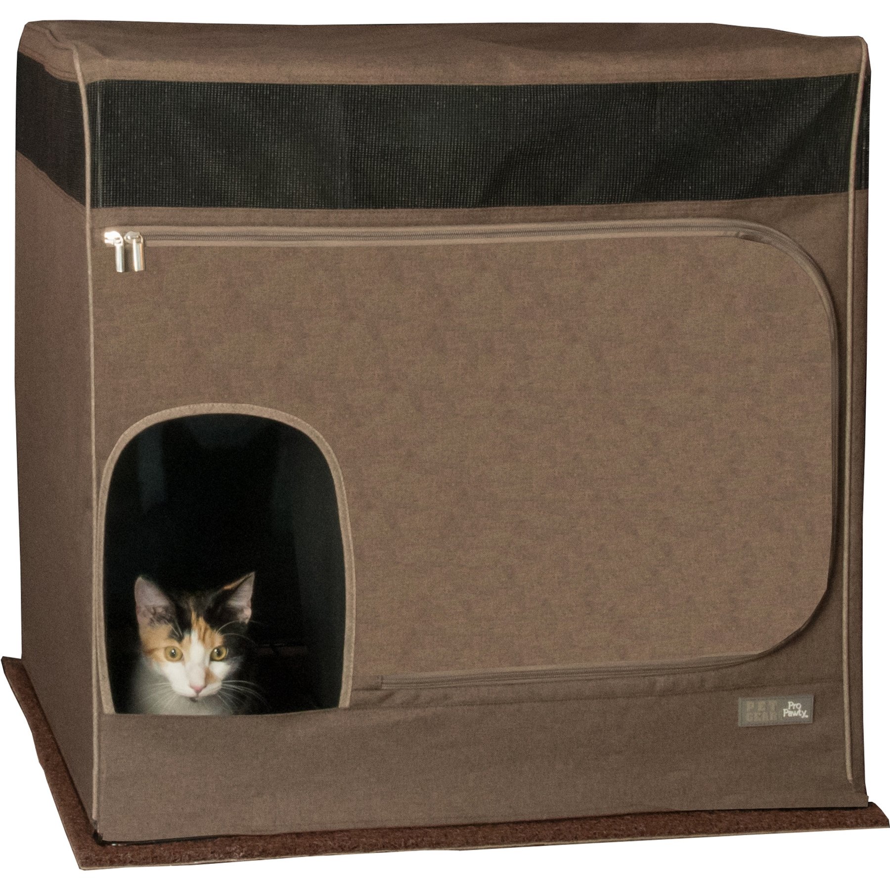 Pet Gear Pro Pawty Zippered Cat Litter Box Enclosure, Expresso