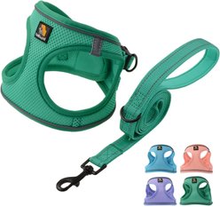 Bella & Pal OxyMesh Velcro Step-in Harness & Leash Set, Emerald, Small