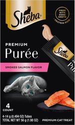 Sheba Premium Puree Smoked Salmon Flavor Grain-Free Lickable Cat Treats, 0.49-oz tube, 4 count