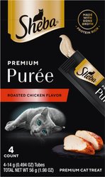 Sheba Premium Puree Roasted Chicken Flavor Grain-Free Lickable Cat Treats, 0.49-oz tube, 4 count