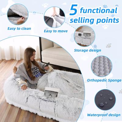 Show full view: Bencmate Orthopedic Foam Sofa Human & Dog Bed with Washable Cover, Grey, 71 x 45 x 14-in slide 7 of 7