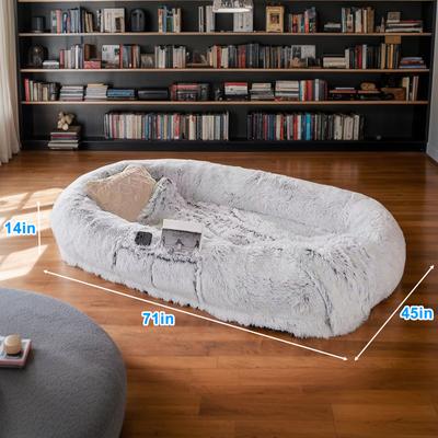 Show full view: Bencmate Orthopedic Foam Sofa Human & Dog Bed with Washable Cover, Grey, 71 x 45 x 14-in slide 4 of 7