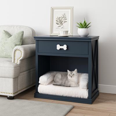 Show full view: Bencmate Kitty House Vintage Small Storage Cabinet Hidden Cat Litter Box with Drawer, Blue, 27.5 x 15.7 x 28.7-in slide 9 of 10
